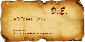 Décsei Erik névjegykártya